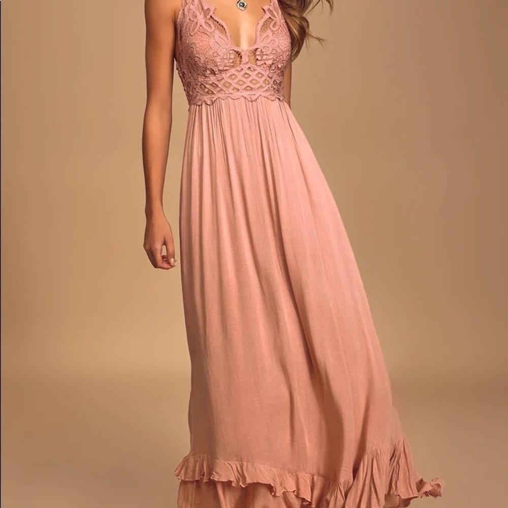 Free People Pink Lace Maxi Dress